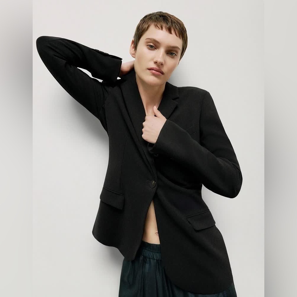 Theory Black Wool Blend Blazer Size 2